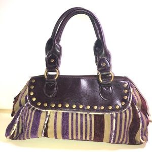 Vintage purple velvet striped handbag